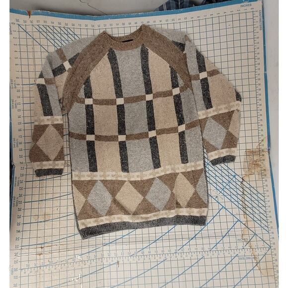 Gladys Bagley Vintage Angora Bohemian Geometric Crew Neck Oversized Sweater Top - Picture 5 of 13